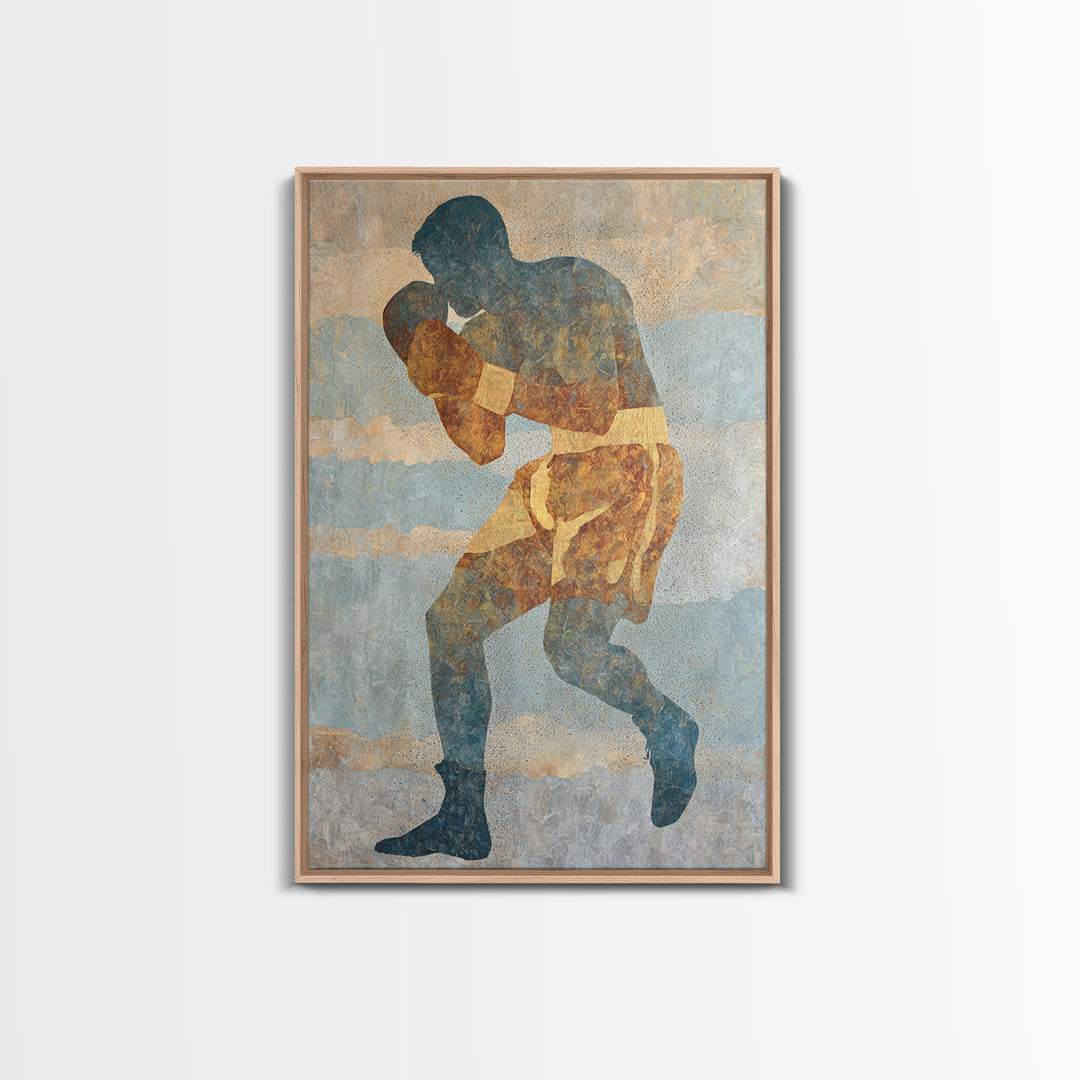 Powerful Boxer Silhouette Canvas Print, Gym Art, Modern Home Decor, Gym Decor, Oil Painting, Strength, Fine Art Print, GYM-2x3-57