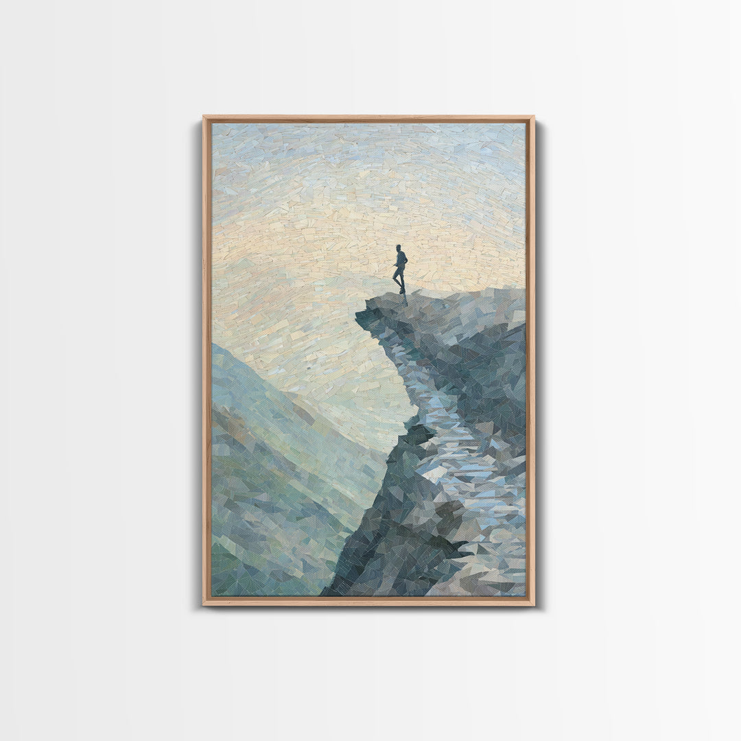 Runner on Mountain Ridge at Sunrise Framed Canvas Print, Gym Art, Sports Decor, Gym Decor, Oil Painting, Strength, GYM-2x3-68