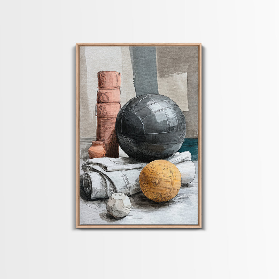Medicine Ball and Chalk Still Life Canvas Print, Gym Art, Fine Art Print, Gym Decor, Fine Art, Strength, Wall Decor, GYM-2x3-7