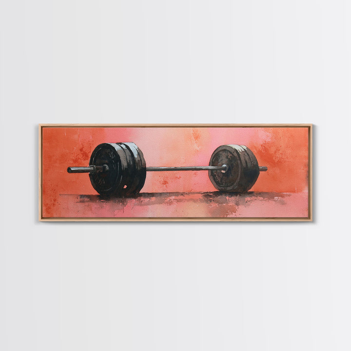 Barbell and Plates Canvas Print, Gym Art, Sports Poster, Gym Decor, Strength, Neutral Decor, Modern Decor, Fine Art Print, GYM-3x1-42