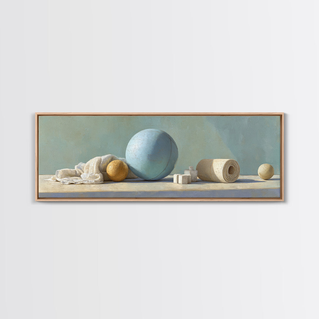 Medicine Ball and Chalk Still Life Framed Canvas Print, Gym Art, Black Girl Wall Art, Gym Decor, Fine Art, Strength, Gym Sign, GYM-3x1-87