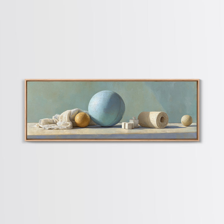 Medicine Ball and Chalk Still Life Framed Canvas Print, Gym Art, Black Girl Wall Art, Gym Decor, Fine Art, Strength, Gym Sign, GYM-3x1-87