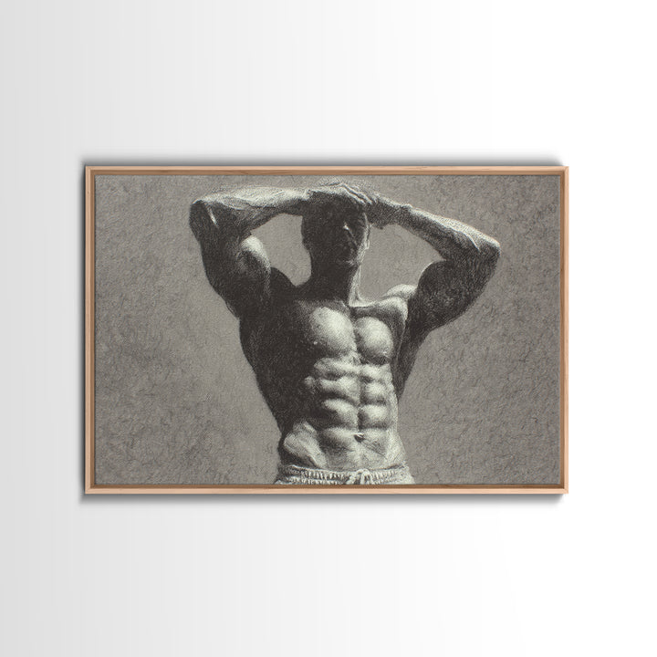 Bodybuilder Pose Rendered Canvas Print, Gym Art, Art Print, Gym Decor, Fine Art, Strength, Abstract Wall Art, Bar Art, GYM-3x2-56