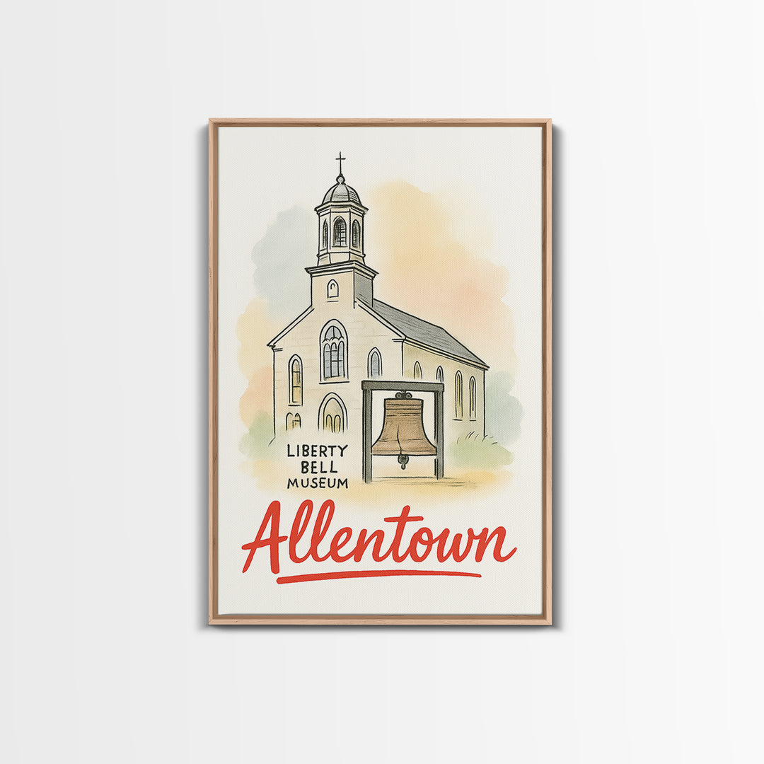 Allentown Travel Poster, Canvas Print, Watercolor Skyline Art, Allento ...