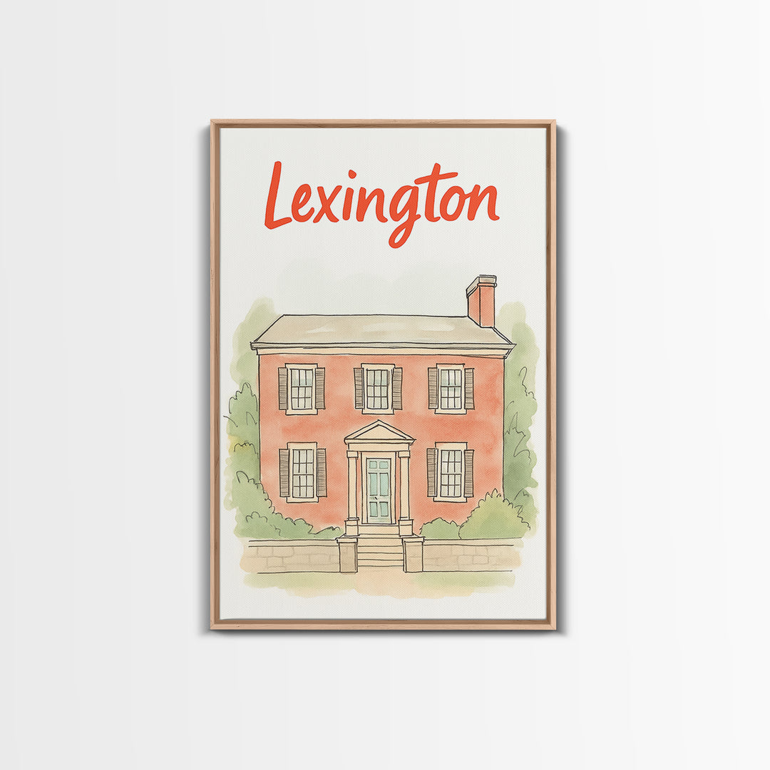 Lexington Travel Poster, Canvas Print, Illustrated City Wall Art, Lexington Wall Art, Travel Poster Art, Watercolor City Skyline, Design 2