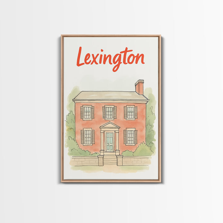 Lexington Travel Poster, Canvas Print, Illustrated City Wall Art, Lexington Wall Art, Travel Poster Art, Watercolor City Skyline, Design 2