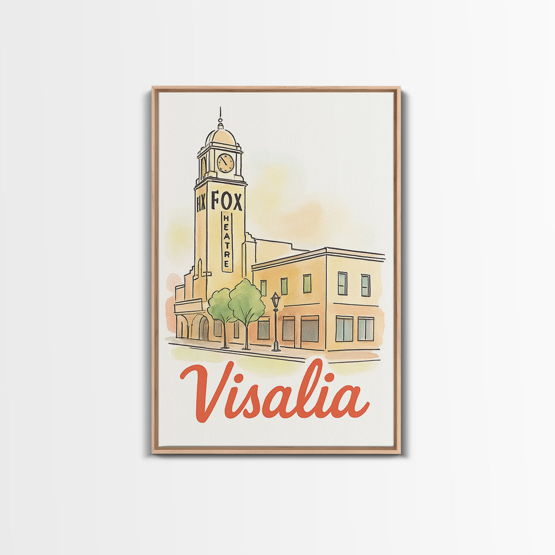 Visalia California Travel Poster, Canvas Print, Watercolor Urban Skyline Art, Visalia Poster Print, Travel Poster Art, City Travel Prints
