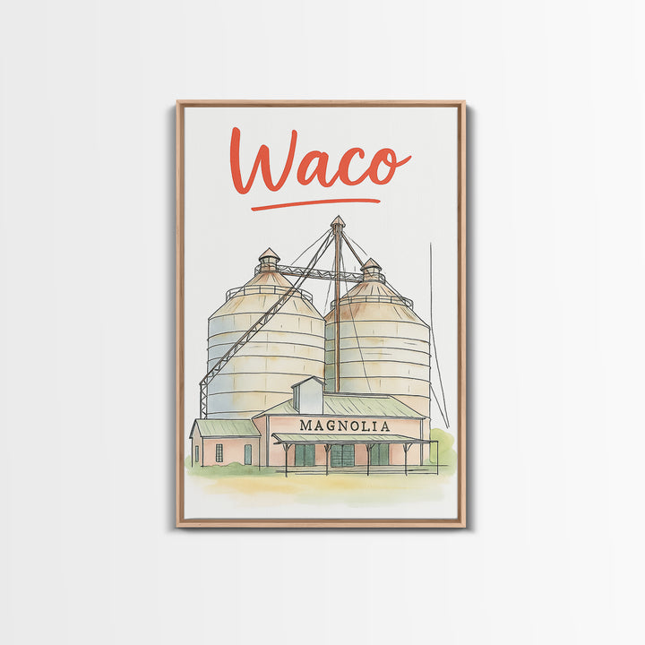 Waco Travel Poster, Canvas Print, Watercolor Urban Skyline Art, Waco Poster Print, City Art Print, Travel Wall Art, Gift For Travelers