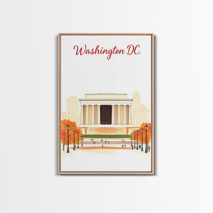 Washington DC Travel Poster, Canvas Print, Soft Sketch Travel Art, Washington Art Print, Home Office Decor, Watercolor Downtown Skyline