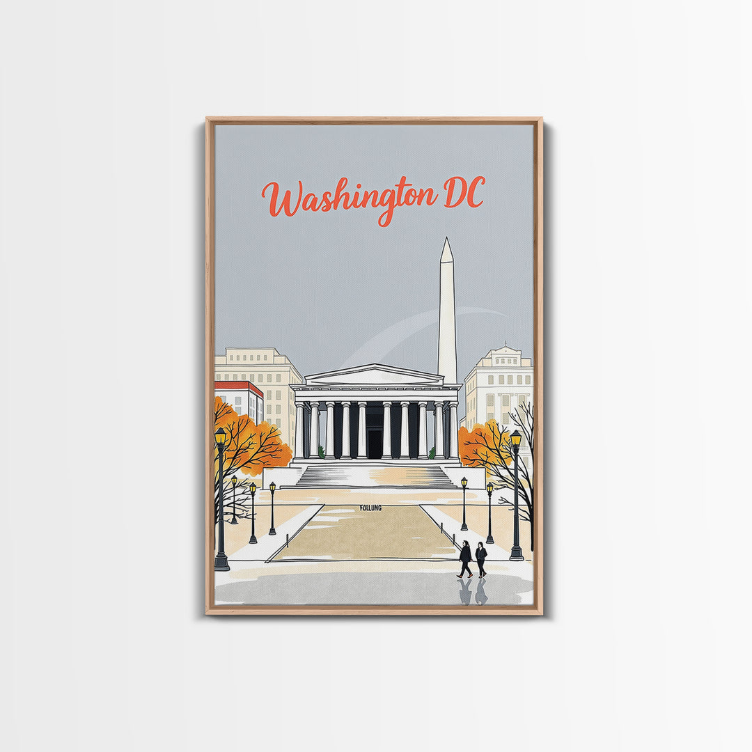 Washington Travel Poster, Framed Canvas Print, Hand Drawn Watercolor Art, Washington Poster Print, Travel Poster Set, Mid Century Wall Art