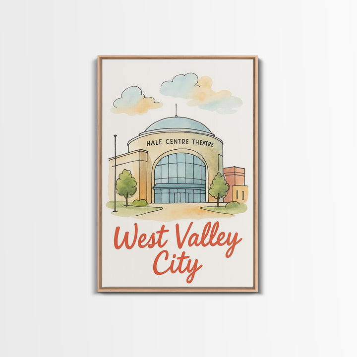 West Valley City Utah Travel Poster, Canvas Print, Watercolor Downtown Skyline Art, West Valley City Poster Print, Poster Art, Wall Decor