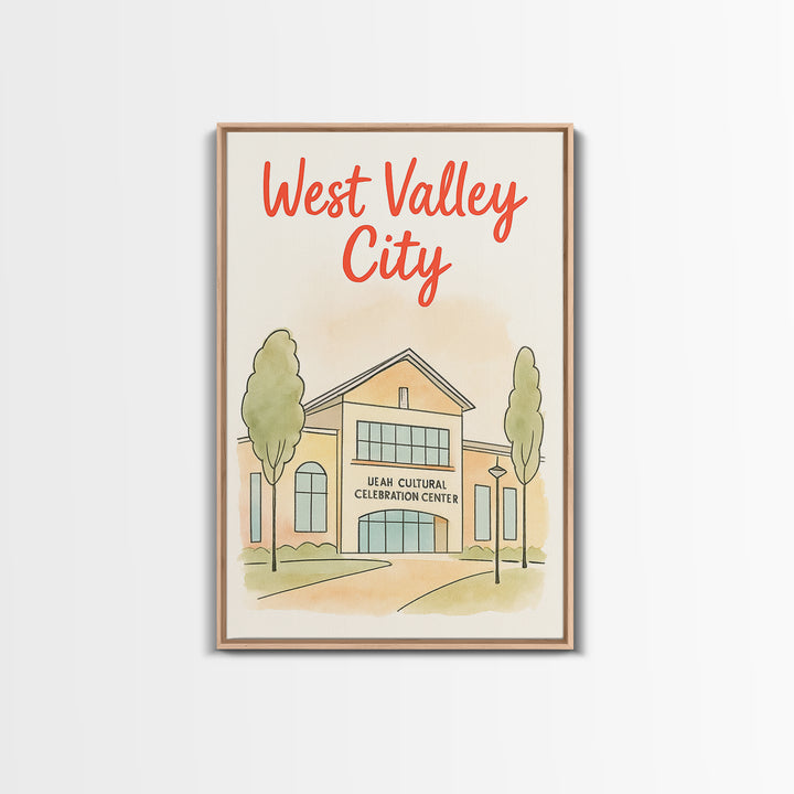 West Valley City Travel Poster, Canvas Print, Soft Sketch Travel Art, West Valley City Poster Print, Vintage Travel Art, Travel Wall Art
