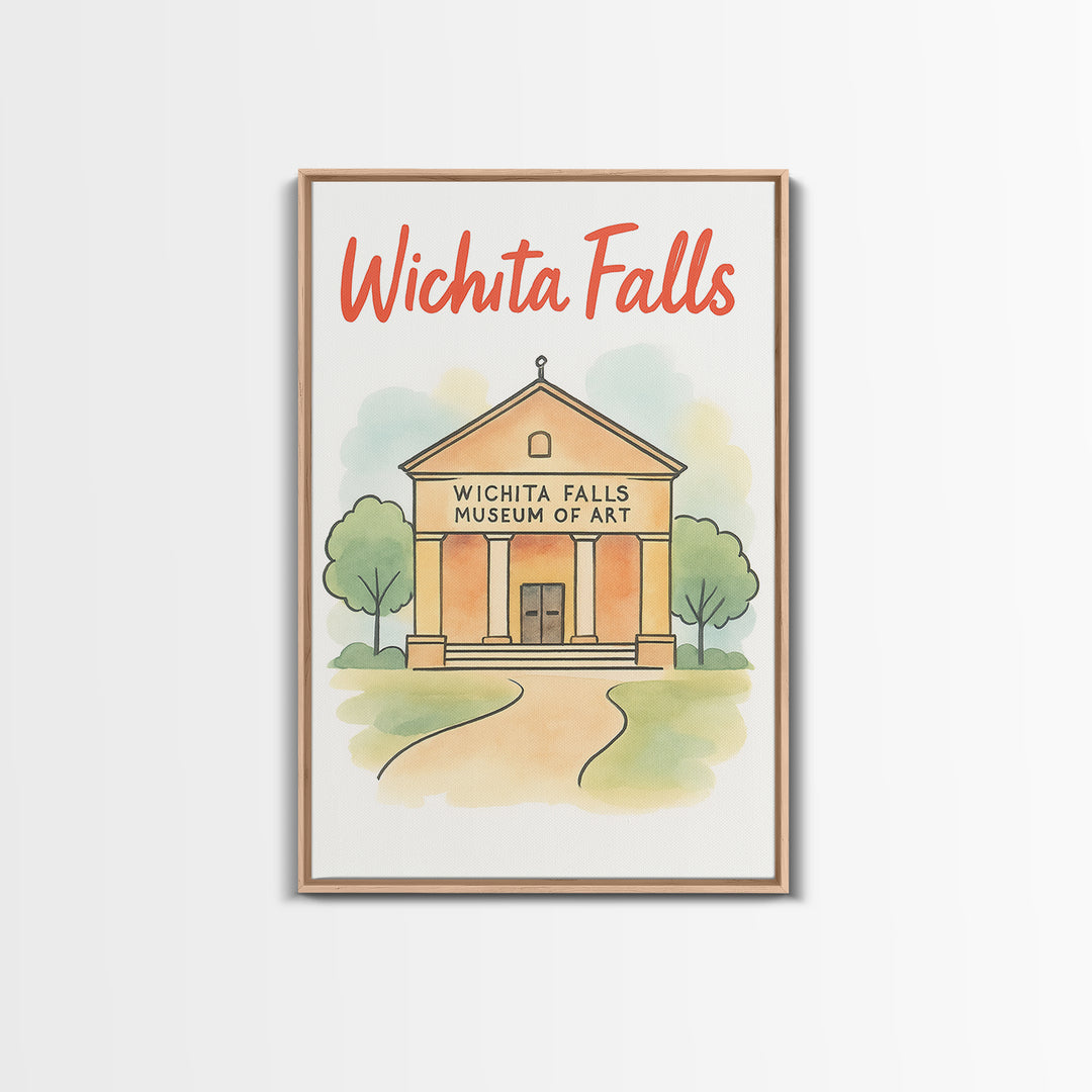 Wichita Falls Texas Travel Poster, Canvas Print, Soft Sketch Travel Art, Wichita Falls Poster Print, Travel Wall Art, Home Office Decor