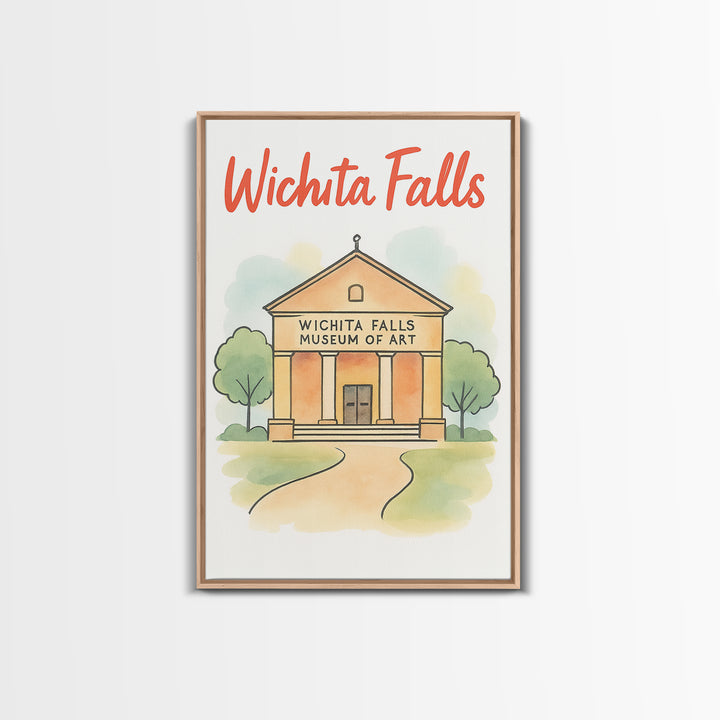 Wichita Falls Texas Travel Poster, Canvas Print, Soft Sketch Travel Art, Wichita Falls Poster Print, Travel Wall Art, Home Office Decor