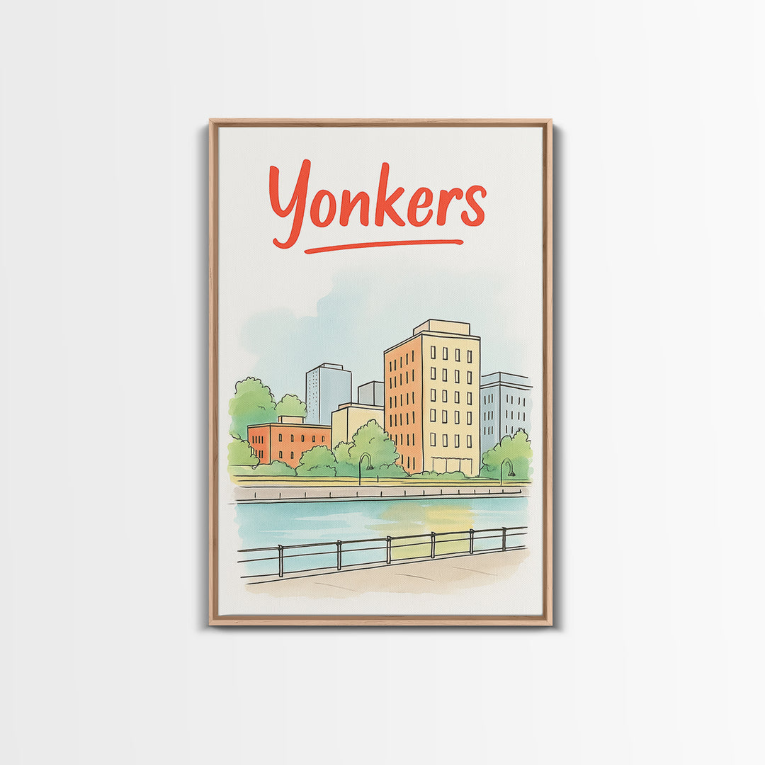 Yonkers Travel Poster, Canvas Print, Soft Sketch Travel Art, Yonkers City Art, City Travel Prints, Vintage Travel Art, Travel Poster Art