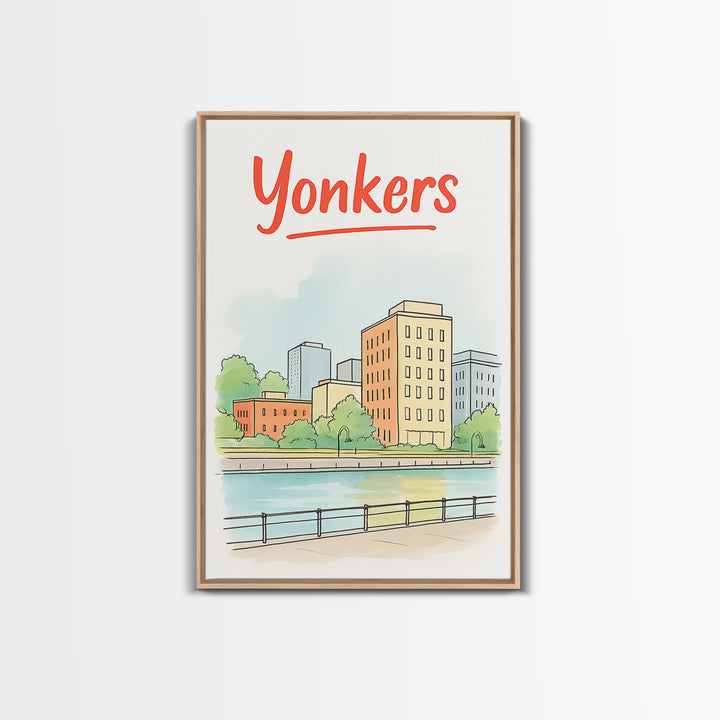 Yonkers Travel Poster, Canvas Print, Soft Sketch Travel Art, Yonkers City Art, City Travel Prints, Vintage Travel Art, Travel Poster Art