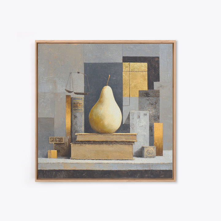 Elegant Pear Still Life on Linen Framed Canvas Print, Hotel Art, Neutral Decor, Hotel Decor, Fine Art, Boutique, Home Decor, HOT-1x1-21