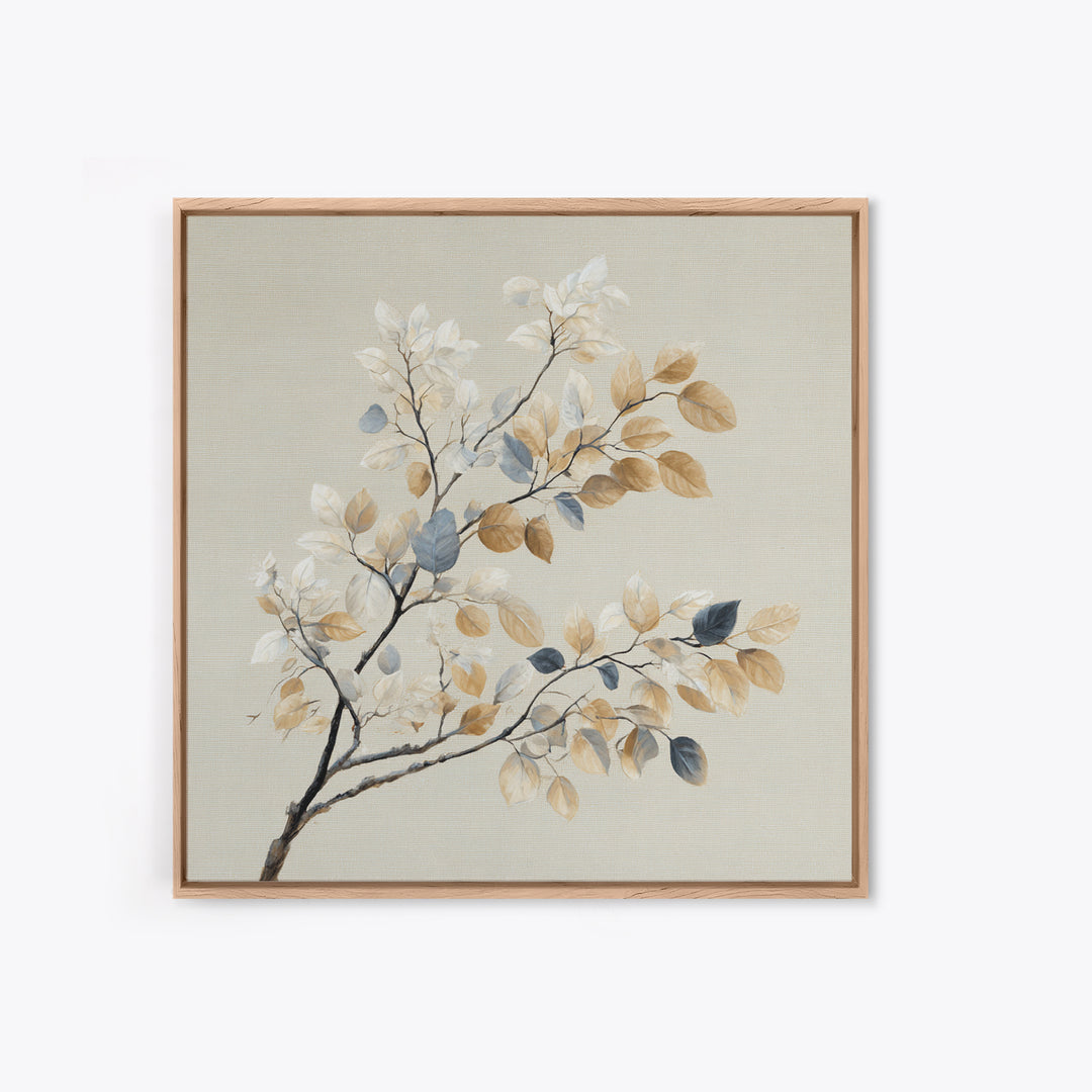 Elegant Botanical Branch on Ivory Ground Framed Canvas Print, Hotel Art, Textured Painting, Hotel Decor, Fine Art, Boutique, HOT-1x1-29