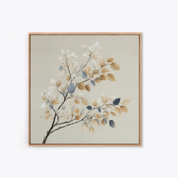 Elegant Botanical Branch on Ivory Ground Framed Canvas Print, Hotel Art, Textured Painting, Hotel Decor, Fine Art, Boutique, HOT-1x1-29