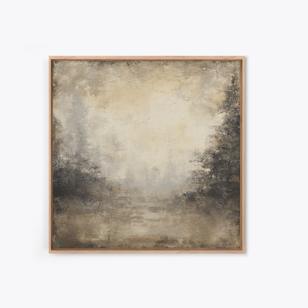 Misty Forest with Refined Calm Atmosphere Framed Canvas Print, Hotel Art, Gallery Decor, Hotel Decor, Fine Art, Boutique, HOT-1x1-38