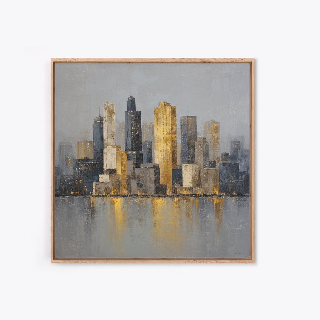 Quiet City Skyline Canvas Print, Hotel Art, Travel Poster, Hotel Decor, Abstract Art, Boutique, Minimalist Decor, HOT-1x1-50