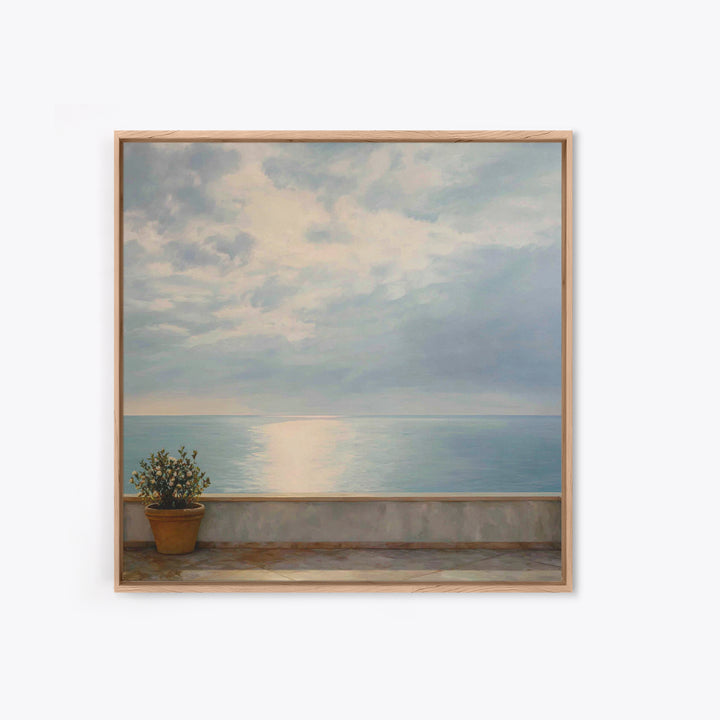 Mediterranean Terrace View Focused on Sea and Canvas Print, Hotel Art, Gallery Decor, Hotel Decor, Fine Art, Boutique, HOT-1x1-59