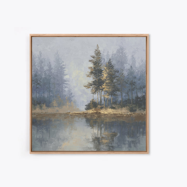 Misty Forest with Refined Calm Atmosphere Framed Canvas Print, Hotel Art, Gallery Decor, Hotel Decor, Fine Art, Boutique, HOT-1x1-62