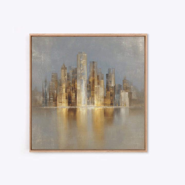 Quiet City Skyline Framed Canvas Print, Hotel Art, Fine Art Print, Hotel Decor, Abstract Art, Boutique, Wall Decor, Painting, HOT-1x1-74