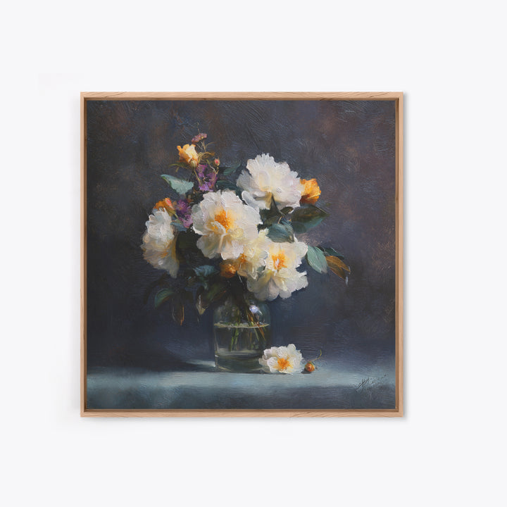 Classic Oil Painted Floral Still Life Canvas Print, Hotel Art, Art, Hotel Decor, Oil Painting, Boutique, Printable Art, HOT-1x1-81
