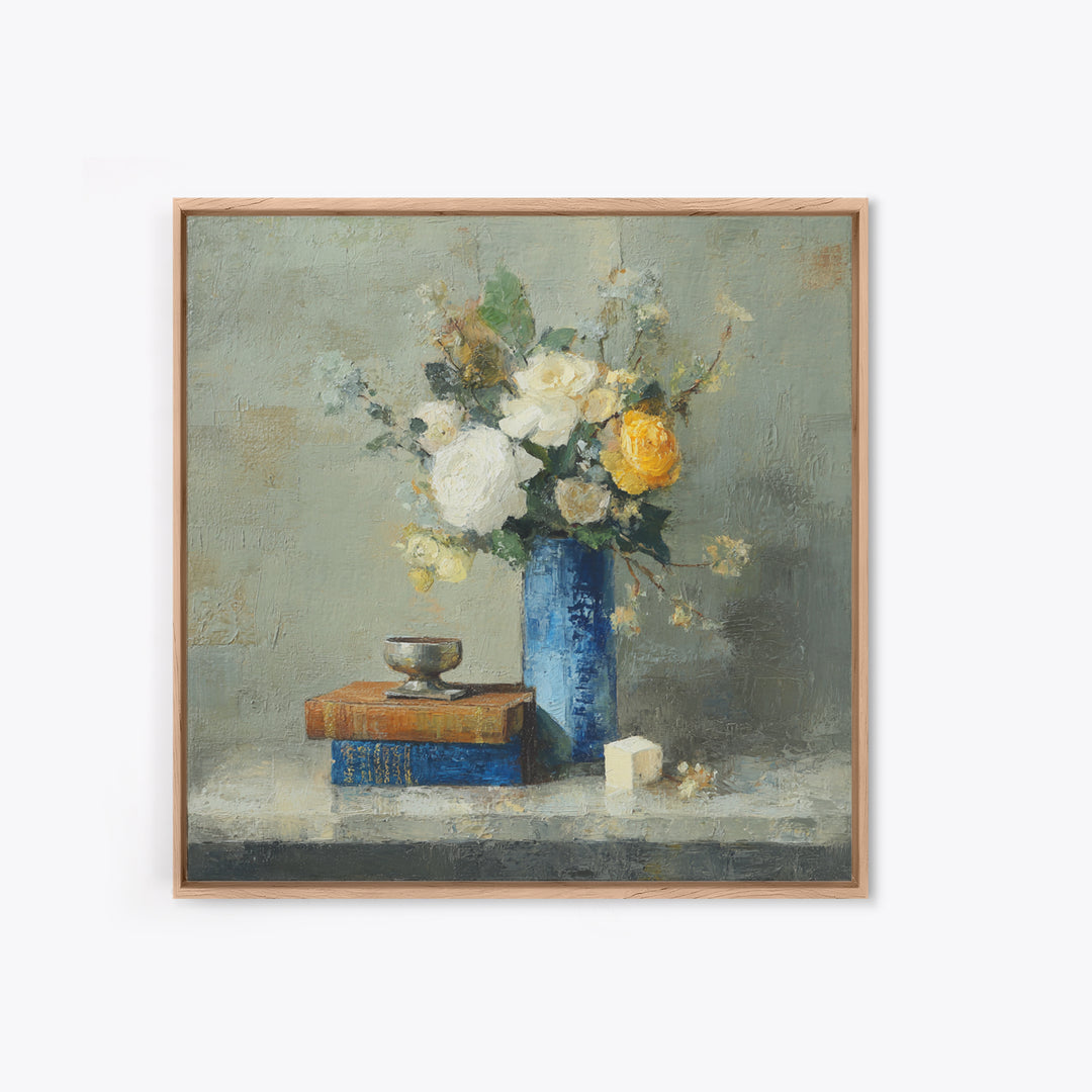 Classic Oil Painted Floral Still Life Canvas Print, Hotel Art, Statement Artwork, Hotel Decor, Fine Art, Boutique, Wall Decor, HOT-1x1-9