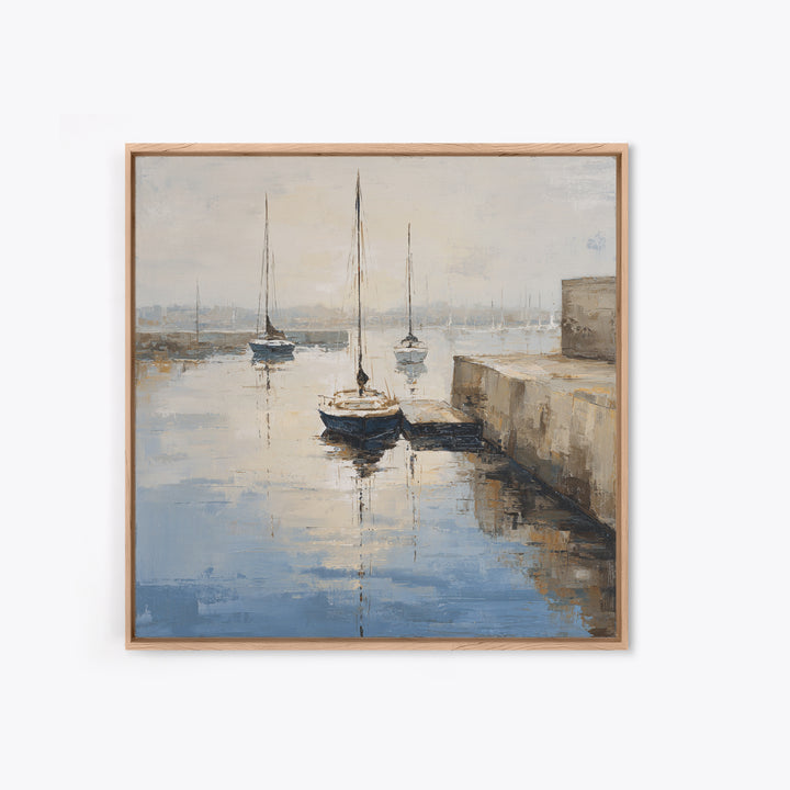 Quiet Harbor with Sailboats at Dawn Canvas Print, Hotel Art, Modern Decor, Hotel Decor, Fine Art, Boutique, Poster, Wall Decor, HOT-1x1-94