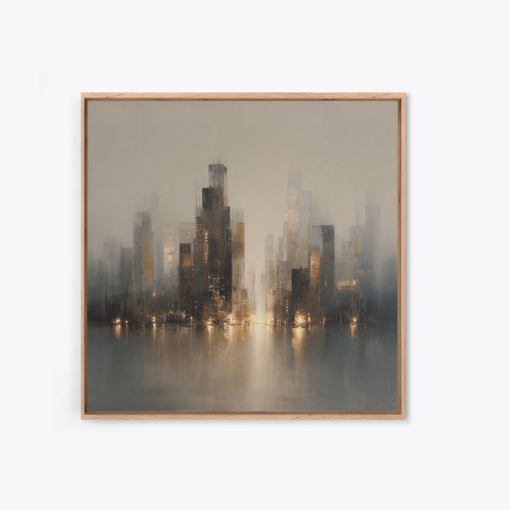 Quiet City Skyline Canvas Print, Hotel Art, Hotel Decor, Abstract Art, Boutique, Hazbin Hotel, Mid Century Modern, HOT-1x1-98