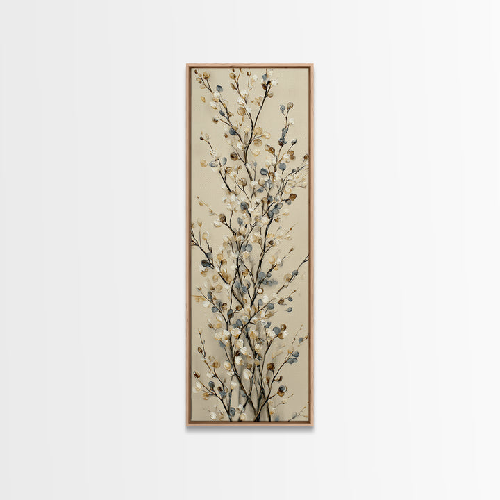 Elegant Botanical Branch on Ivory Ground Canvas Print, Hotel Art, Poster, Hotel Decor, Fine Art, Boutique, Wood Wall Art, HOT-1x3-17