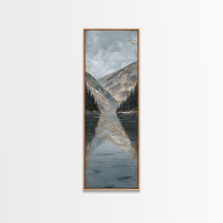 Serene Mountain Lake for Boutique Hotel Mood Framed Canvas Print, Hotel Art, Poster, Hotel Decor, Fine Art, Boutique, HOT-1x3-20