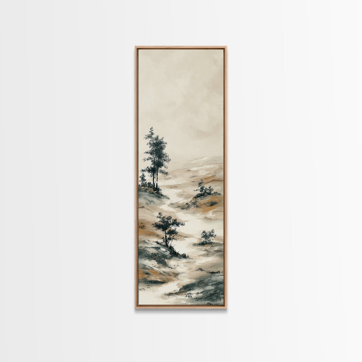 Japanese Ink Landscape Framed Canvas Print, Hotel Art, City Wall Art, Hotel Decor, Fine Art, Boutique, Minimalist Decor, HOT-1x3-54