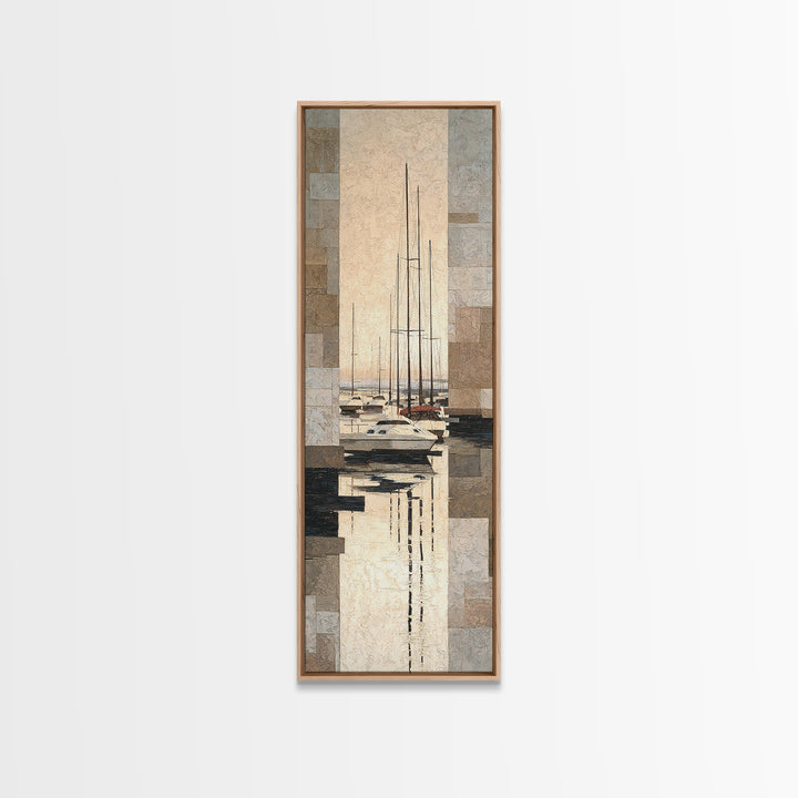 Quiet Harbor with Sailboats at Dawn Canvas Print, Hotel Art, Boho Decor, Hotel Decor, Oil Painting, Boutique, Art Prints, HOT-1x3-82