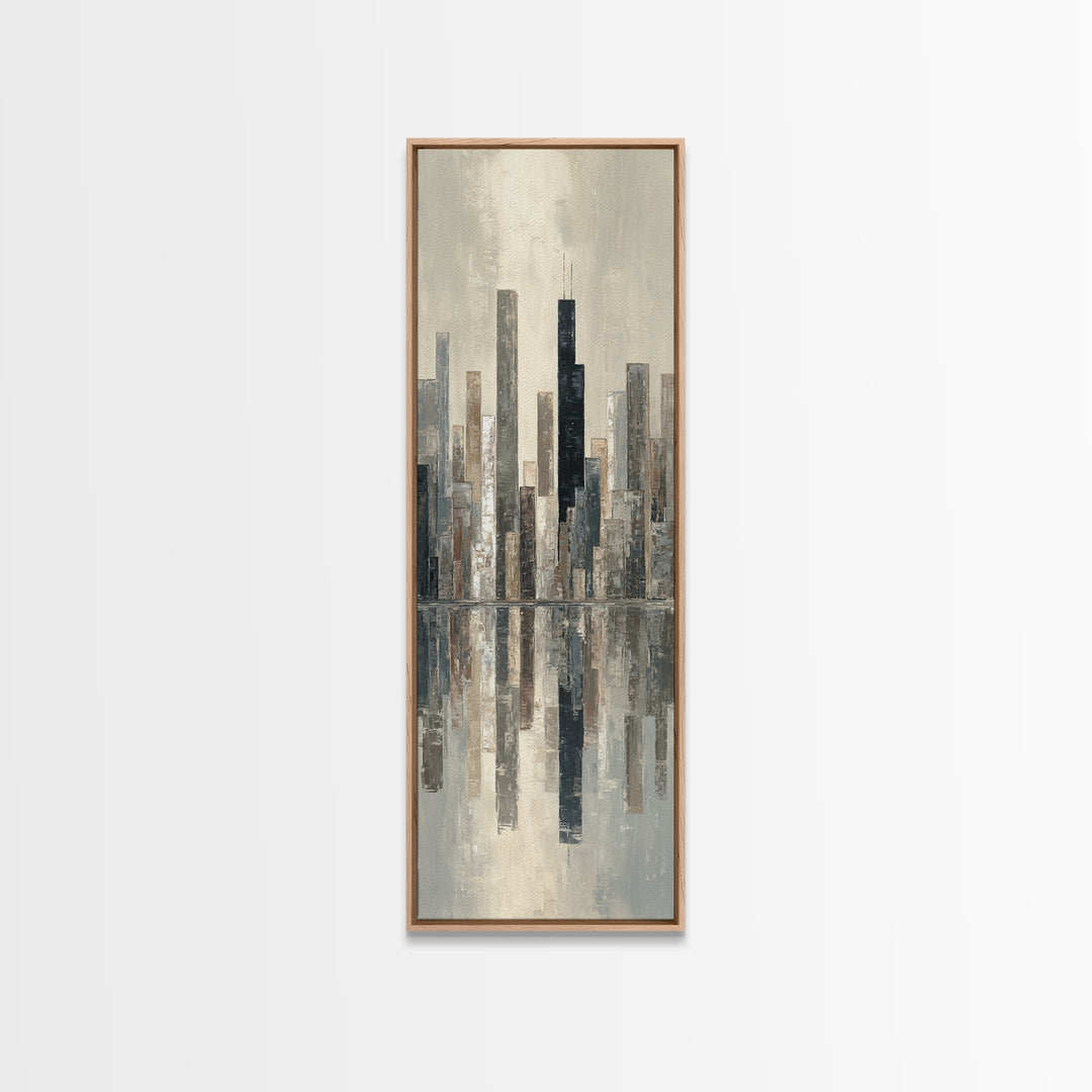 Quiet City Skyline Canvas Print, Hotel Art, Contemporary Art, Hotel Decor, Abstract Art, Boutique, Art Deco, Framed Art, HOT-1x3-86