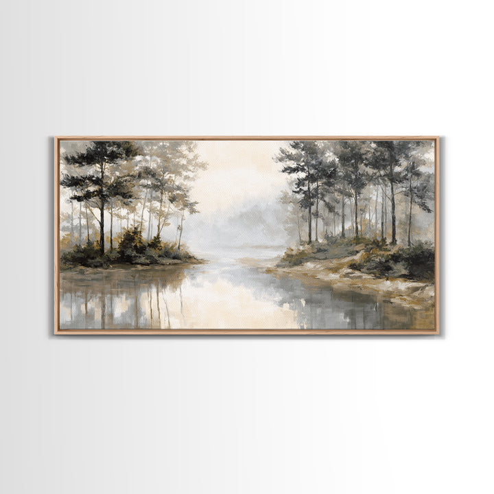 Misty Forest with Refined Calm Atmosphere Framed Canvas Print, Hotel Art, Contemporary Art, Hotel Decor, Fine Art, Boutique, HOT-2x1-10