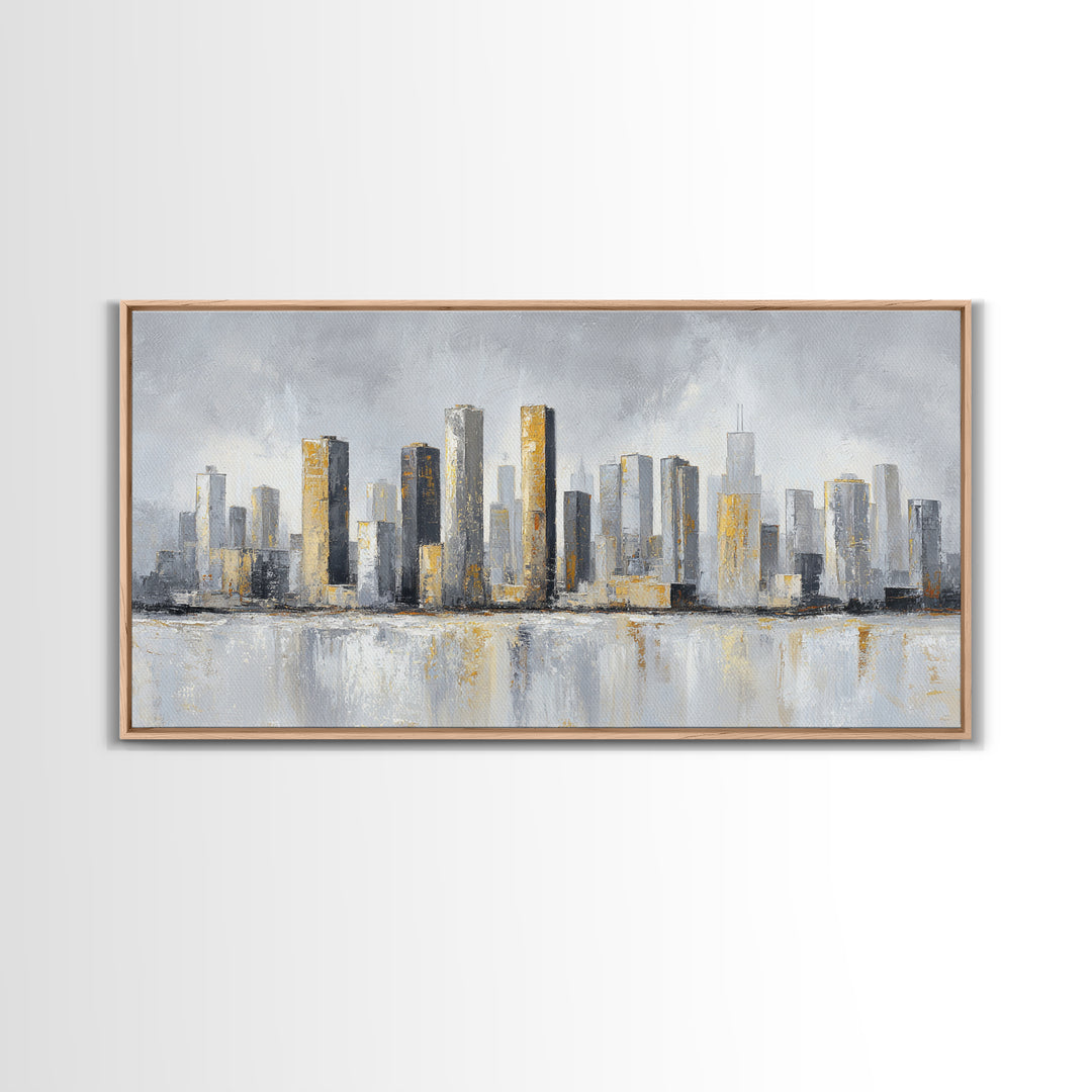 Quiet City Skyline Canvas Print, Hotel Art, Hotel Decor, Abstract Art, Boutique, Hazbin Hotel, Mid Century Modern, HOT-2x1-22