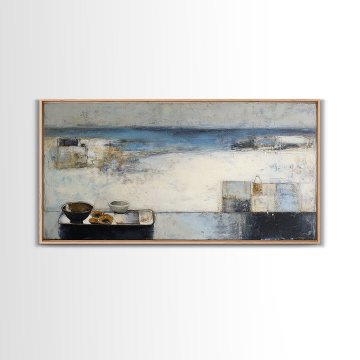 Mediterranean Terrace View Focused on Sea and Canvas Print, Hotel Art, Large Wall Art, Hotel Decor, Fine Art, Boutique, HOT-2x1-31