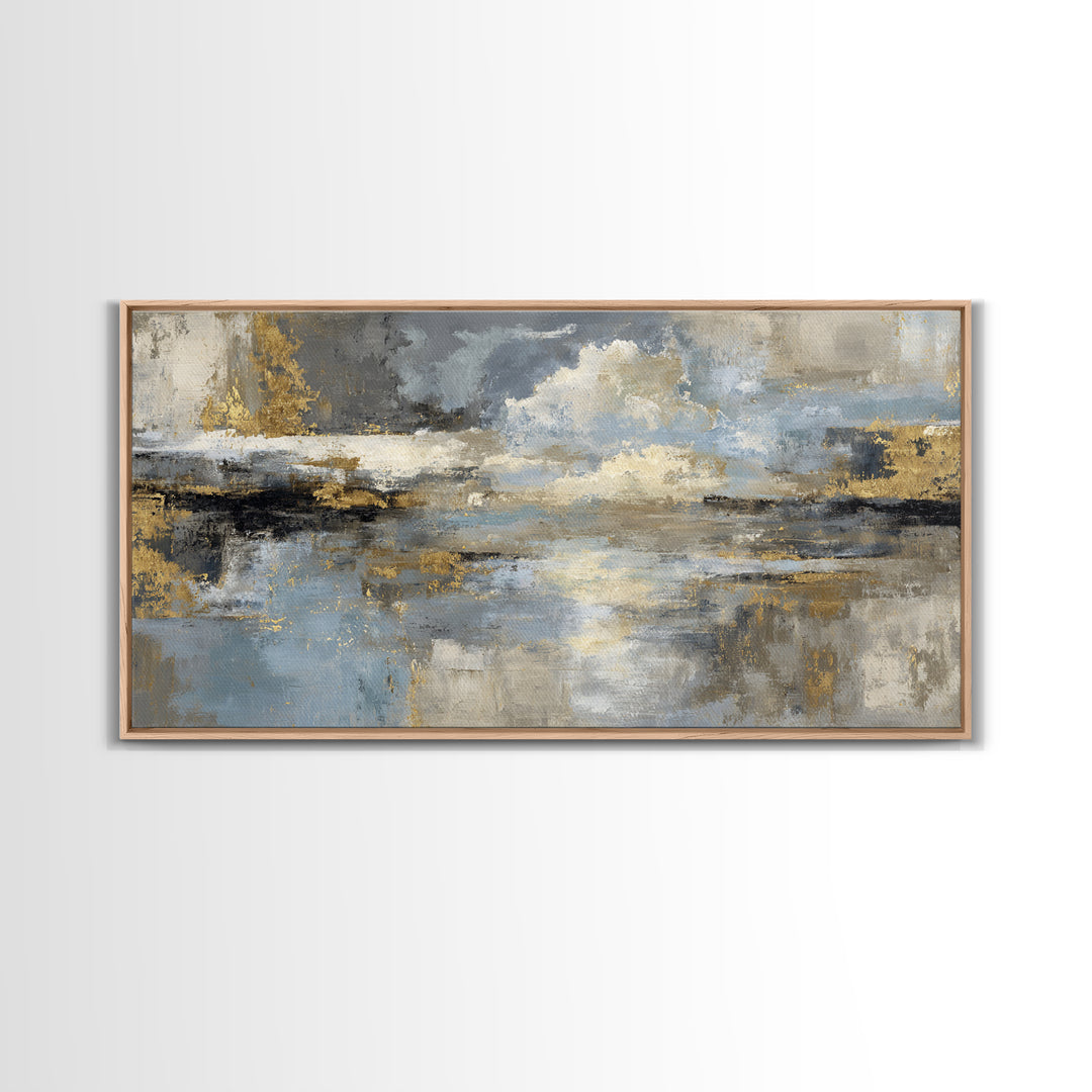 Gold Accented Abstract for Upscale Lobby Framed Canvas Print, Hotel Art, Wall Decor, Hotel Decor, Abstract Art, Boutique, HOT-2x1-33