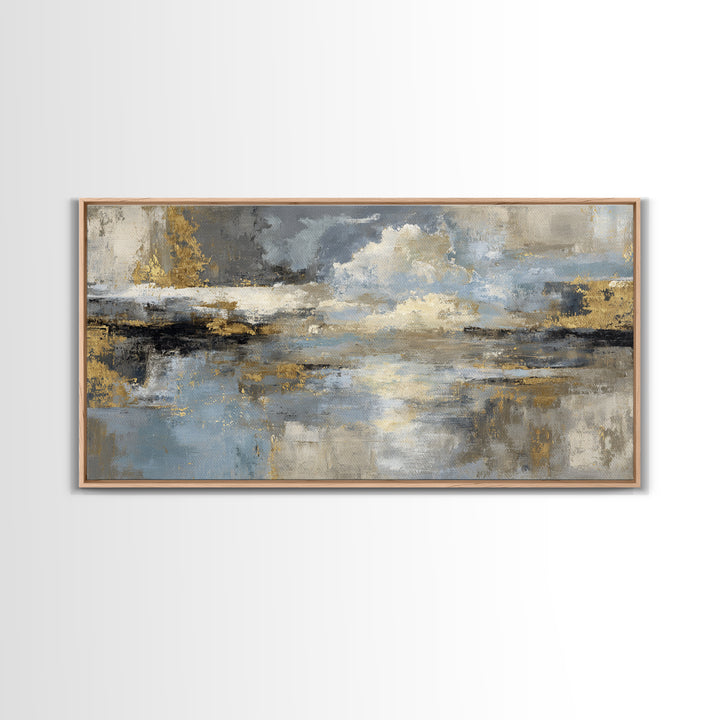 Gold Accented Abstract for Upscale Lobby Framed Canvas Print, Hotel Art, Wall Decor, Hotel Decor, Abstract Art, Boutique, HOT-2x1-33