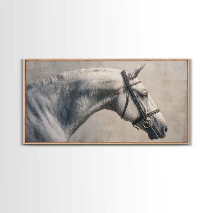 Neutral Horse Portrait Canvas Print, Hotel Art, Home Decor, Hotel Decor, Fine Art, Boutique, Framed Art, Wood Wall Art, HOT-2x1-36