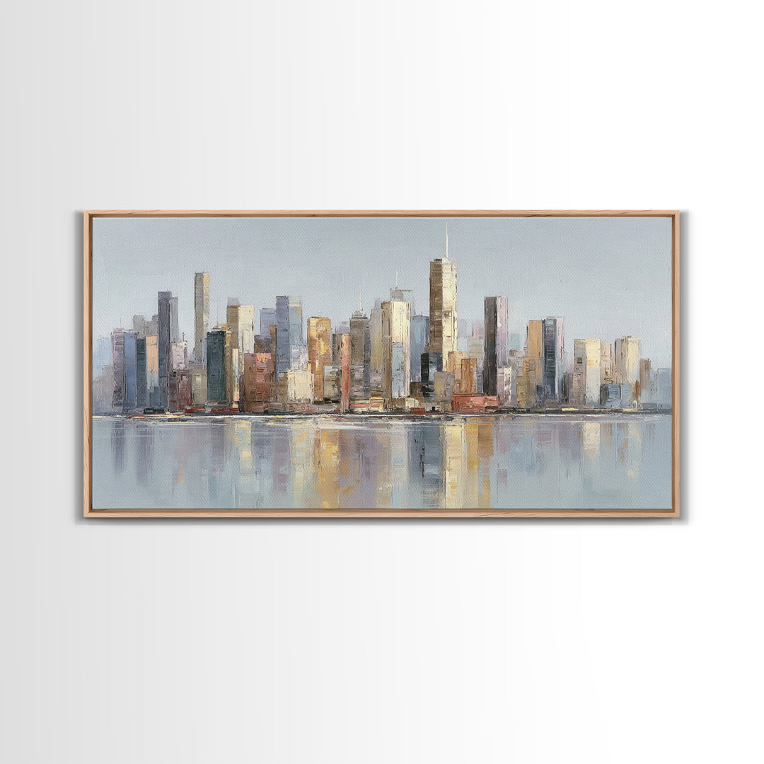 Quiet City Skyline Framed Canvas Print, Hotel Art, Poster, Hotel Decor, Fine Art, Boutique, Wood Wall Art, Printable Art, HOT-2x1-46