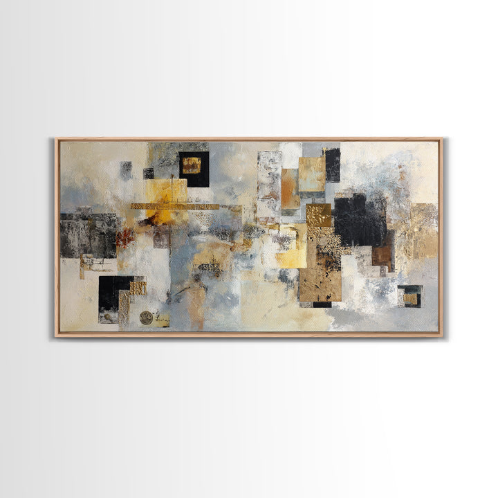 Gold Accented Abstract for Upscale Lobby Canvas Print, Hotel Art, Mid Century Modern, Hotel Decor, Abstract Art, Boutique, HOT-2x1-57