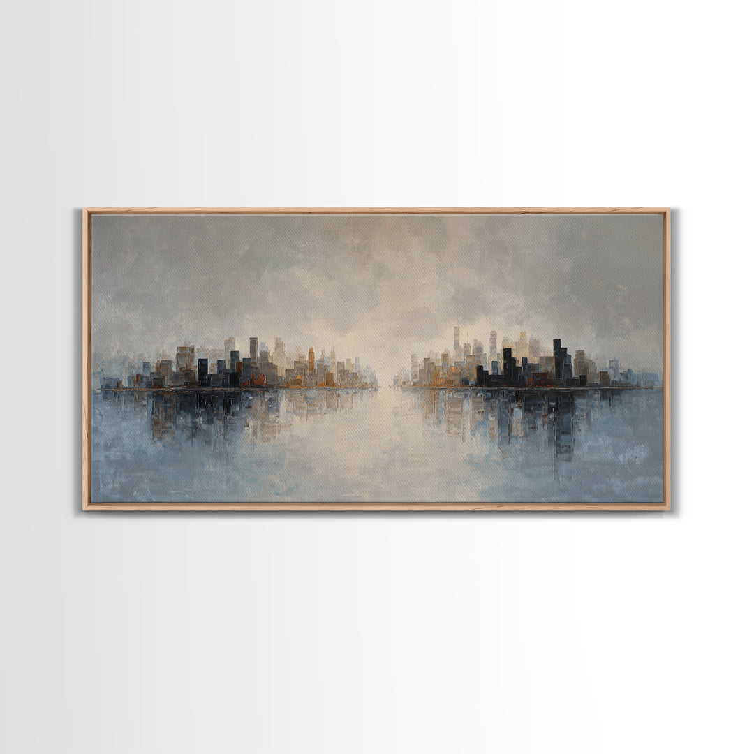 Quiet City Skyline Canvas Print, Hotel Art, Art Print, Hotel Decor, Fine Art, Boutique, Wall Sculpture, Coastal Wall Art, HOT-2x1-70