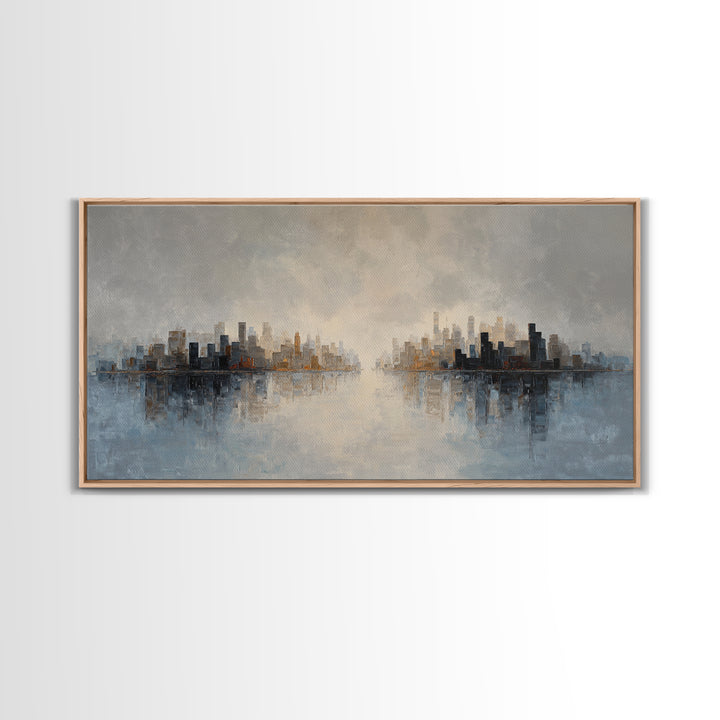 Quiet City Skyline Canvas Print, Hotel Art, Art Print, Hotel Decor, Fine Art, Boutique, Wall Sculpture, Coastal Wall Art, HOT-2x1-70