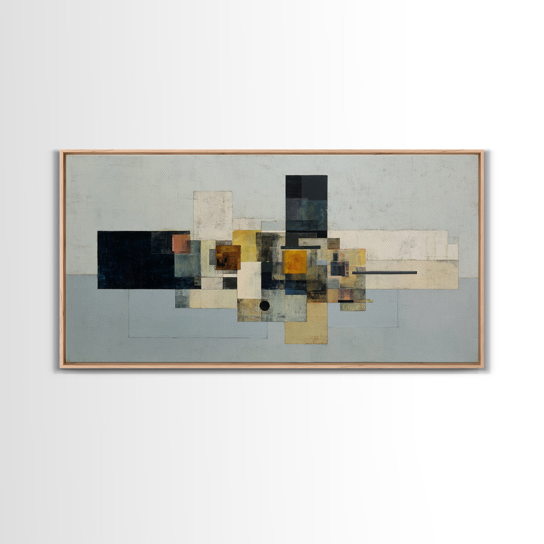 Modern Geometric Composition Framed Canvas Print, Hotel Art, Room Decor, Hotel Decor, Abstract Art, Boutique, Art Print, HOT-2x1-75