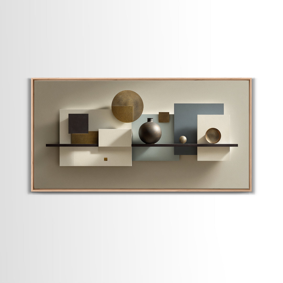 Minimal Sculpture Shapes Framed Canvas Print, Hotel Art, Luxury Decor, Hotel Decor, Abstract Art, Boutique, Art Prints, HOT-2x1-8