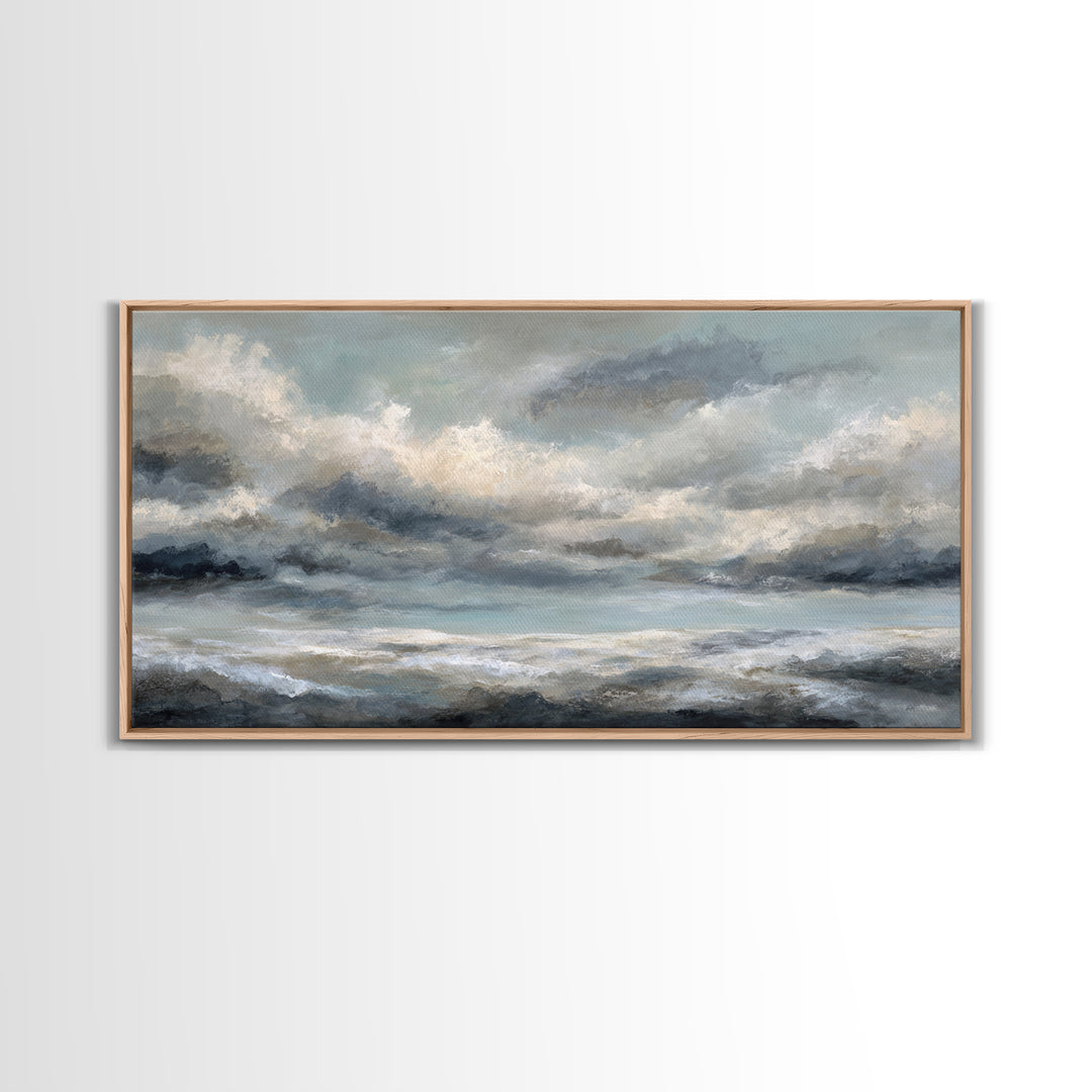 Large Cloudscape with Subtle Drama Framed Canvas Print, Hotel Art, Living Room Decor, Hotel Decor, Fine Art, Boutique, HOT-2x1-85